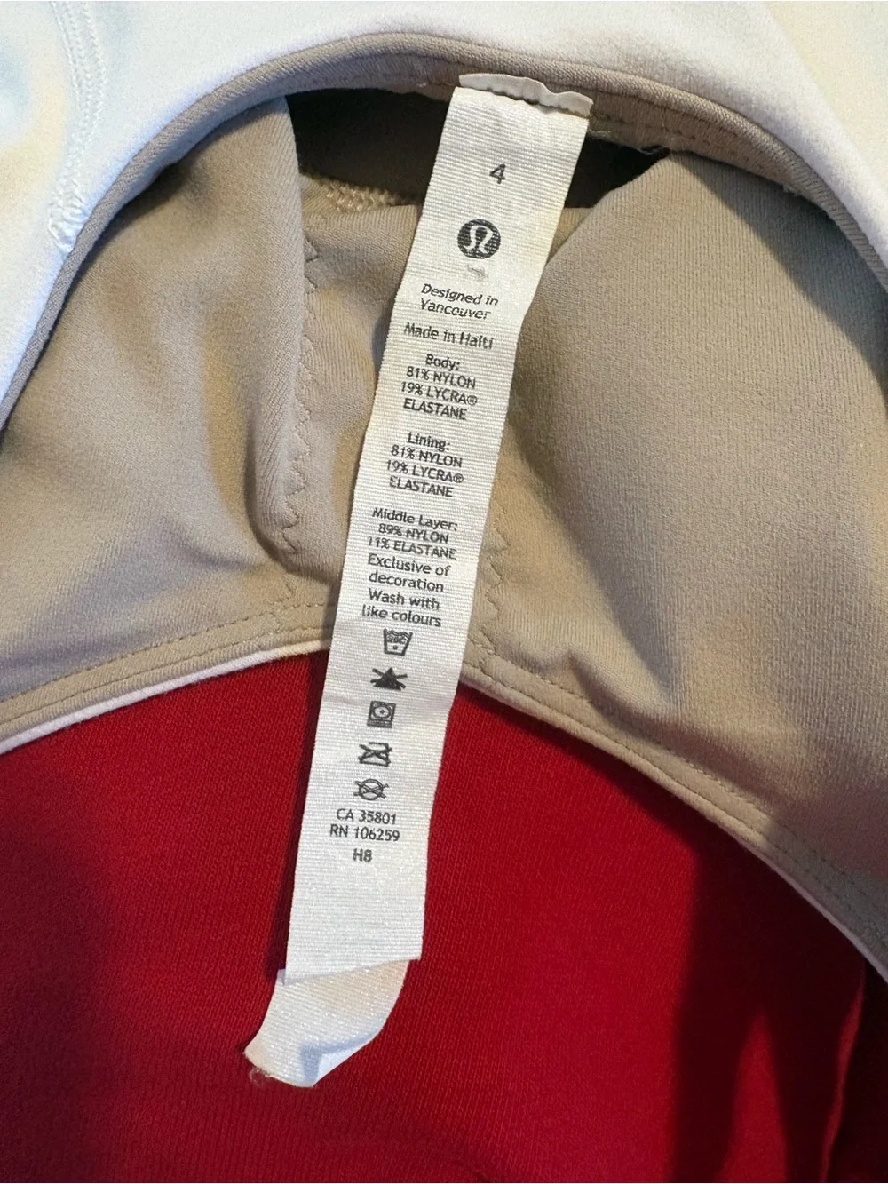 Lululemon Longline Sports Bra Crop Top Cream White Size 4 (1112)